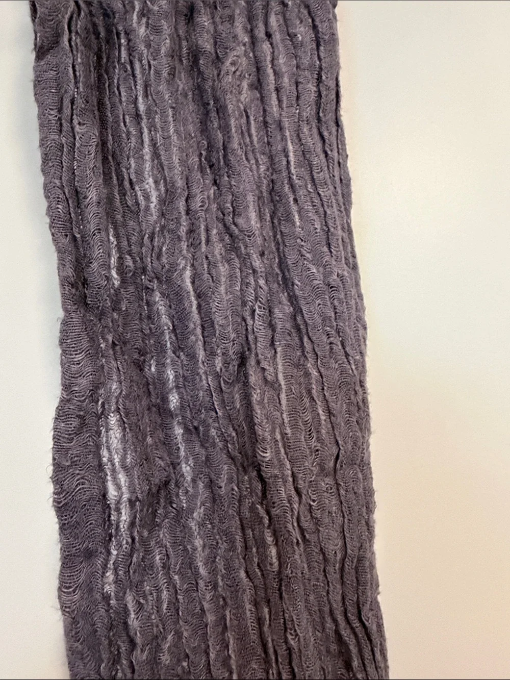 Source Unknown Crinkled Purple Fringe Scarf